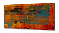 Quadro Decorativo Abstrato Vermelho em Tecido Canvas 130x60 cm - Foto 2