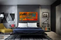 Quadro Decorativo Abstrato Vermelho em Tecido Canvas 130x60 cm - Foto 4