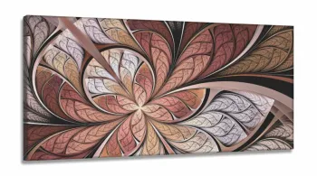 Quadro Decorativo Abstrato Vitral Rosê Mosaico 130x60 em Tecido Canvas