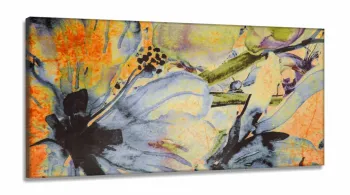 Quadro Decorativo Flor Abstrato em Tecido Canvas 130x60 sala quarto