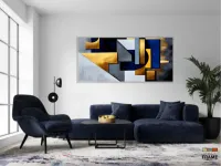 Quadro Decorativo Geometrico Azul Escuro em Tecido Canvas 130x60 cm - Foto 5