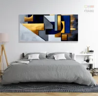 Quadro Decorativo Geometrico Azul Escuro em Tecido Canvas 130x60 cm - Foto 6