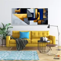 Quadro Decorativo Geometrico Azul Escuro em Tecido Canvas 130x60 cm - Foto 7