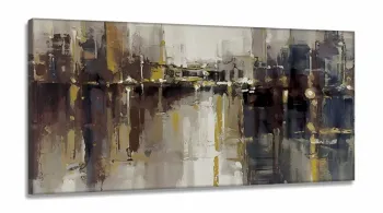 Quadro Decorativo Marron Abstrato em Tecido Canvas 130x60 cm