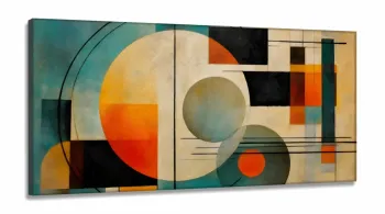Quadro Decorativo Super Luxo Geométrico Abstrato em Tecido Canvas