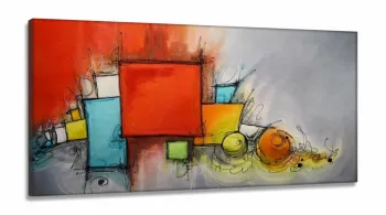 Quadro Geometrico Pintura  em Tecido Canvas 130x60 cm