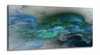 Quadro Nuvens Azuis Abstrato em Tecido Canvas 130x60