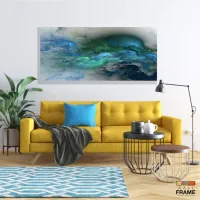 Quadro Nuvens Azuis Abstrato em Tecido Canvas 130x60 - Foto 7