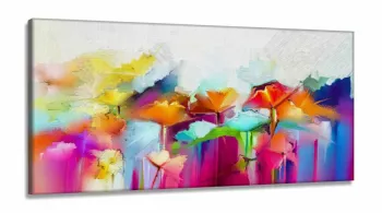 Quadros Decorativos Abstrato Colorido Sala Quarto em Tecido Canvas 130x60
