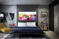 Quadros Decorativos Abstrato Colorido Sala Quarto em Tecido Canvas 130x60 - Foto 4