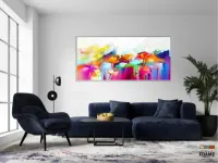 Quadros Decorativos Abstrato Colorido Sala Quarto em Tecido Canvas 130x60 - Foto 5