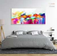 Quadros Decorativos Abstrato Colorido Sala Quarto em Tecido Canvas 130x60 - Foto 6
