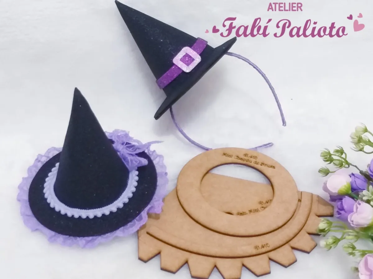 G1.410 Gabarito de Moldes em MDF Mini Chapéu Bruxa