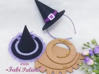 G1.410 Gabarito de Moldes em MDF Mini Chapéu Bruxa - Foto 3