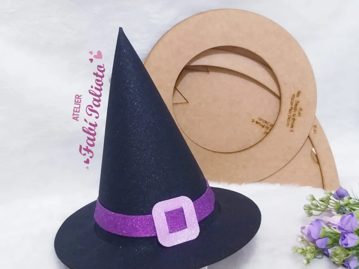 G1.411 Gabarito de Moldes em MDF  Chapéu Bruxa Grande