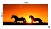 Quadro Decorativo  Sala Cavalos Por Do Sol Animais em Tecido canvas 130x60 - Foto 3
