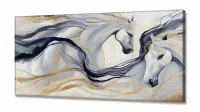 Quadro Decorativo Abstrato Cavalos em Tecido Canvas 130x60 cm - Foto 2