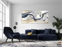 Quadro Decorativo Abstrato Cavalos em Tecido Canvas 130x60 cm - Foto 5