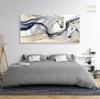 Quadro Decorativo Abstrato Cavalos em Tecido Canvas 130x60 cm - Foto 6