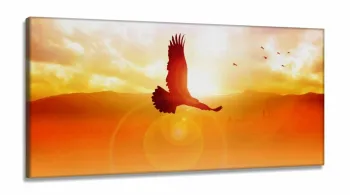 Quadro Decorativo Águia Horizonte 130x60 em Tecido Canvas