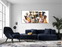 Quadro Decorativo Cães E Gatos Pets Hd em Tecido Canvas 130x60  Quarto Sala - Foto 5