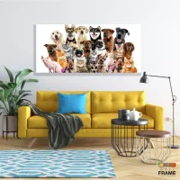 Quadro Decorativo Cães E Gatos Pets Hd em Tecido Canvas 130x60  Quarto Sala - Foto 7