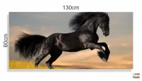 Quadro decorativo Cavalo Preto Pulando Para Sala Quarto em Tecido Canvas 130x60 - Foto 3