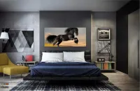 Quadro decorativo Cavalo Preto Pulando Para Sala Quarto em Tecido Canvas 130x60 - Foto 4