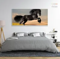 Quadro decorativo Cavalo Preto Pulando Para Sala Quarto em Tecido Canvas 130x60 - Foto 6