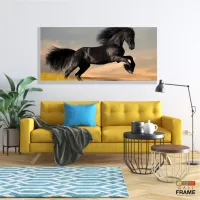 Quadro decorativo Cavalo Preto Pulando Para Sala Quarto em Tecido Canvas 130x60 - Foto 7