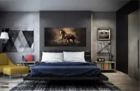 Quadro Decorativo Cavalo Preto Sala Quarto em Tecido Canvas 130x60 - Foto 4