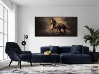 Quadro Decorativo Cavalo Preto Sala Quarto em Tecido Canvas 130x60 - Foto 5