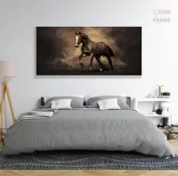 Quadro Decorativo Cavalo Preto Sala Quarto em Tecido Canvas 130x60 - Foto 6