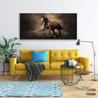 Quadro Decorativo Cavalo Preto Sala Quarto em Tecido Canvas 130x60 - Foto 7