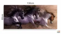 Quadro Decorativo Cavalos Correndo em Tecido Canvas 130x60 - Foto 3