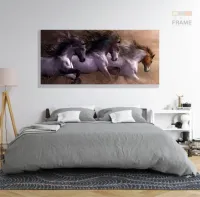 Quadro Decorativo Cavalos Correndo em Tecido Canvas 130x60 - Foto 6