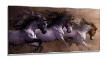 Quadro Decorativo Cavalos em Tecido Canvas 130x60