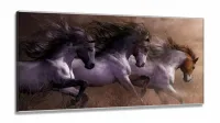 Quadro Decorativo Cavalos em Tecido Canvas 130x60
