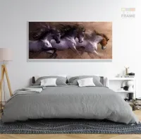 Quadro Decorativo Cavalos em Tecido Canvas 130x60 - Foto 6