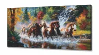 Quadro Decorativo Cavalos Na Natureza Art em Tecido Canvas 130x60 - Foto 2