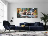 Quadro Decorativo Cavalos Na Natureza Art em Tecido Canvas 130x60 - Foto 5