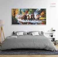 Quadro Decorativo Cavalos Na Natureza Art em Tecido Canvas 130x60 - Foto 6