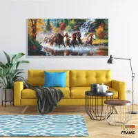 Quadro Decorativo Cavalos Na Natureza Art em Tecido Canvas 130x60 - Foto 7
