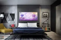 Quadro Decorativo Dente de Leão Lilas em Tecido Canvas 130x60 cm - Foto 4