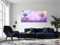 Quadro Decorativo Dente de Leão Lilas em Tecido Canvas 130x60 cm - Foto 5