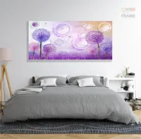 Quadro Decorativo Dente de Leão Lilas em Tecido Canvas 130x60 cm - Foto 6
