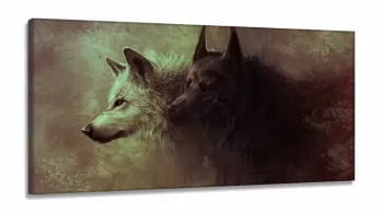 Quadro Decorativo Dois Lobos filme Séries 130x60 em Tecido Canvas