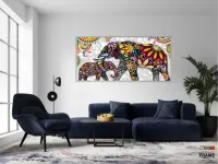 Quadro Decorativo Elefante Colorido em Tecido Canvas 130x60 cm - Foto 5