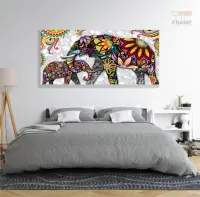Quadro Decorativo Elefante Colorido em Tecido Canvas 130x60 cm - Foto 6