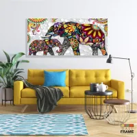 Quadro Decorativo Elefante Colorido em Tecido Canvas 130x60 cm - Foto 7